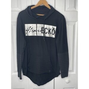 Marc Ecko Cut And Sew Hoodie Scissors Pattern Y2K Pullover‎ Black/silver Size M